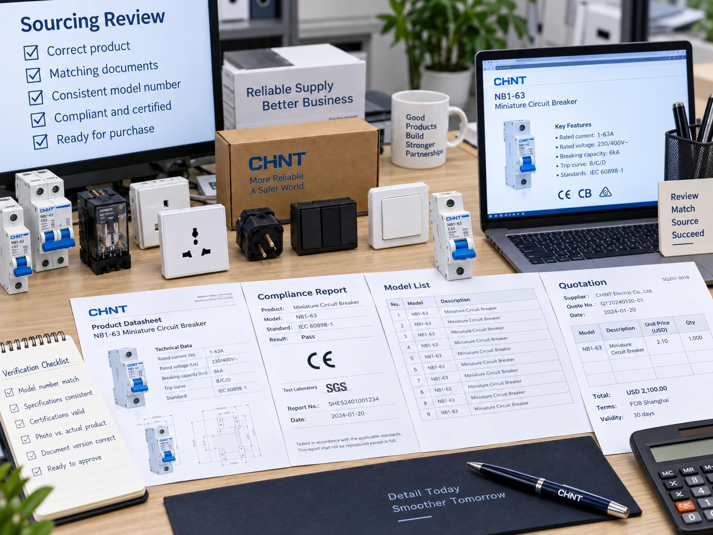 Electrical components reference for sourcing checks Electrical product document review with datasheet, compliance report and product model comparison