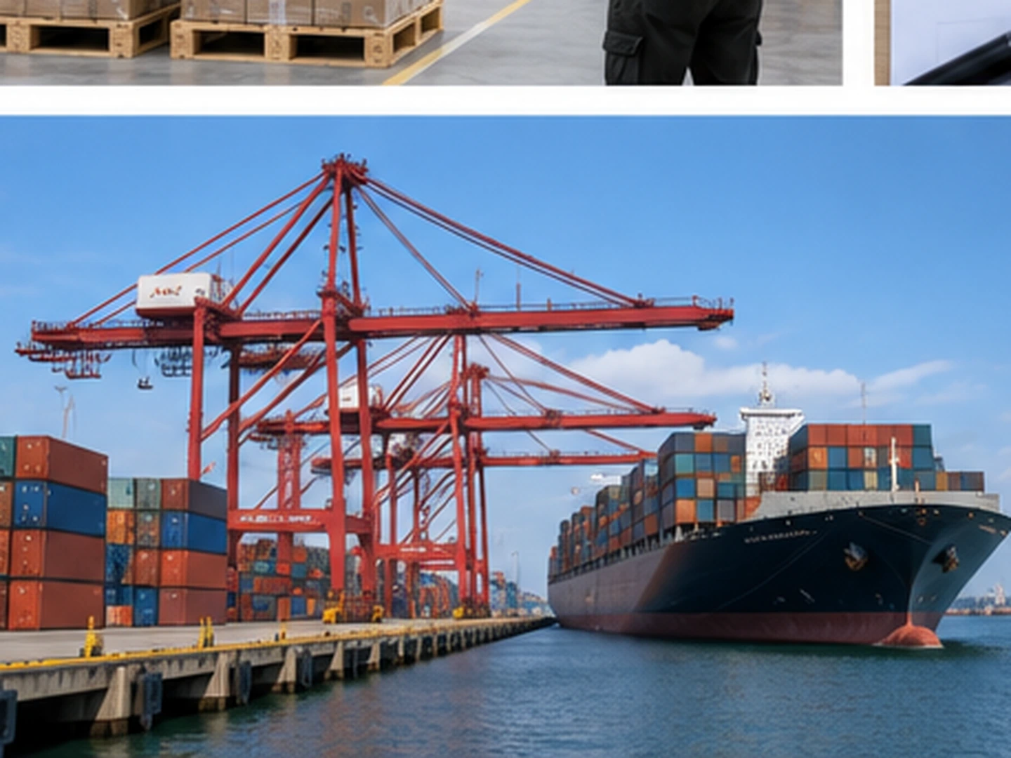 Export container port coordination Container ship and export containers at a China port