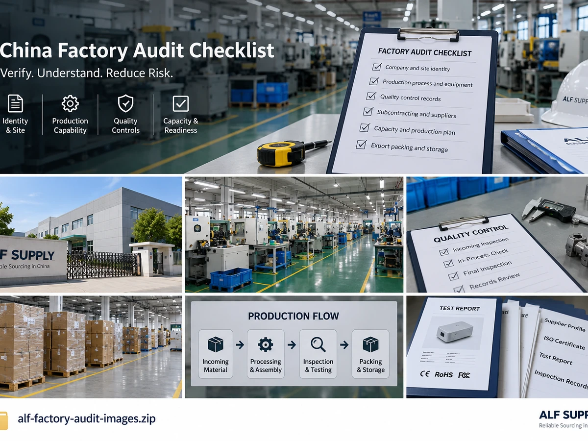 China factory audit review covering production capability, quality control, warehouse and packing