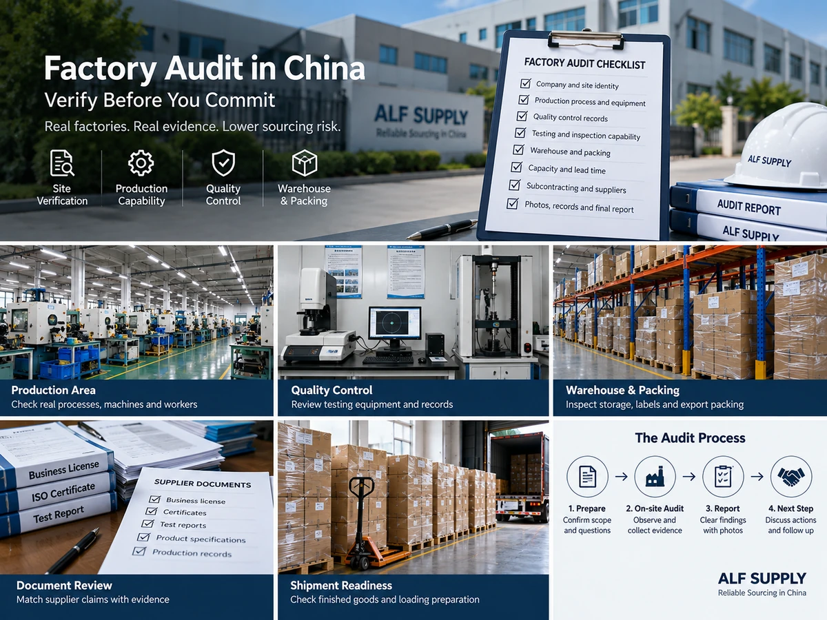 Factory audit pre-visit document review Factory audit preparation with supplier documents, checklist and production evidence