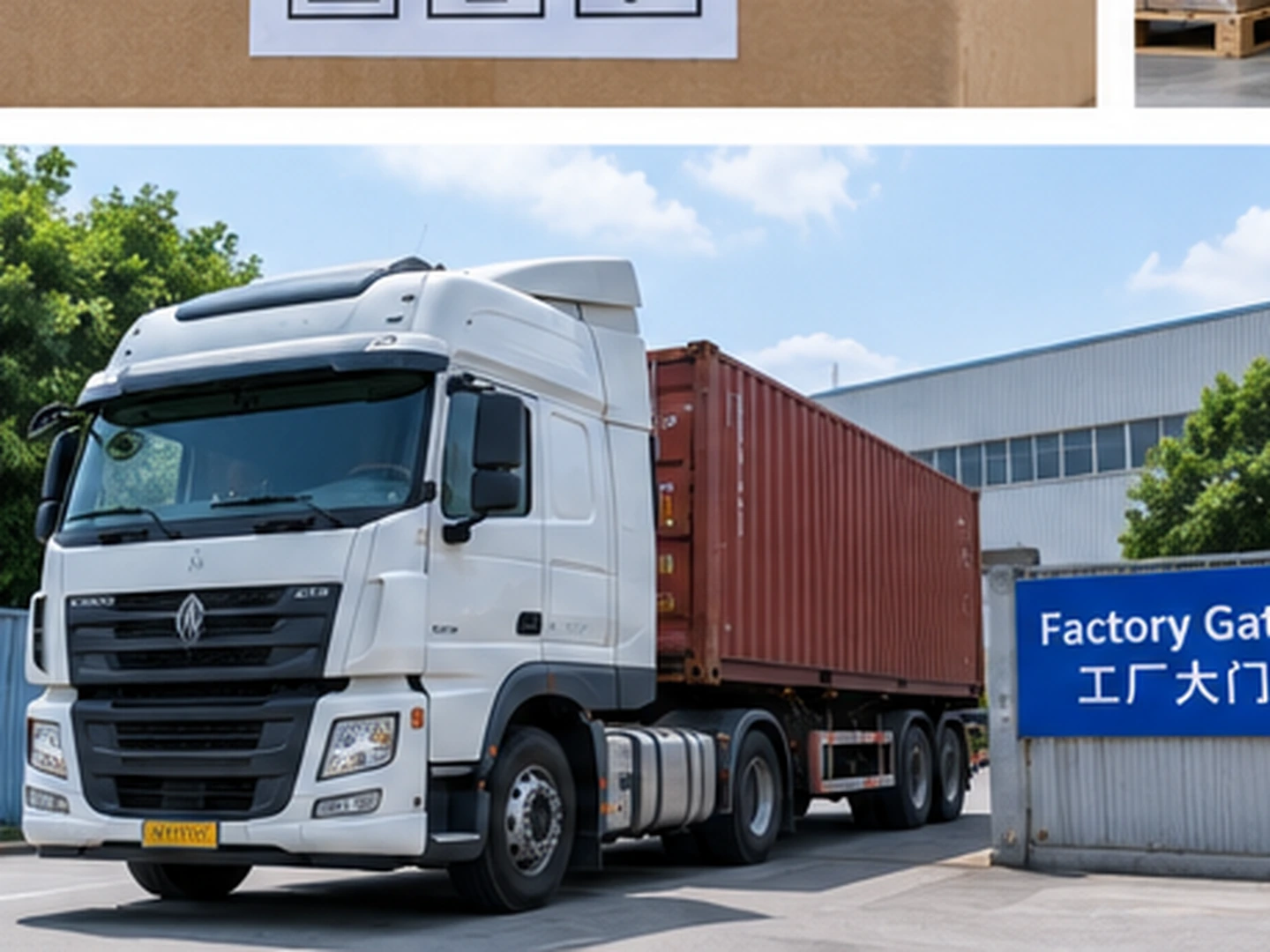 Shipping coordination in China hero image Container truck prepared at a China factory for export shipment handover